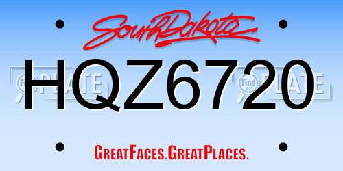 HQZ6720 South Dakota License Plate