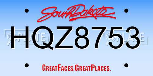 HQZ8753 South Dakota License Plate