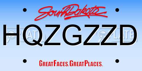 HQZGZZD South Dakota License Plate