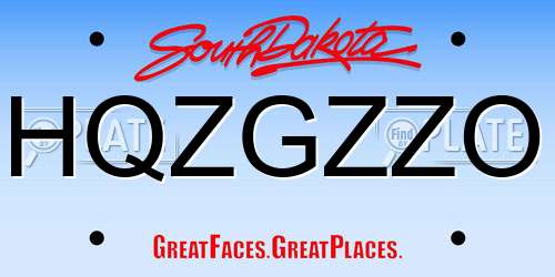 HQZGZZO South Dakota License Plate