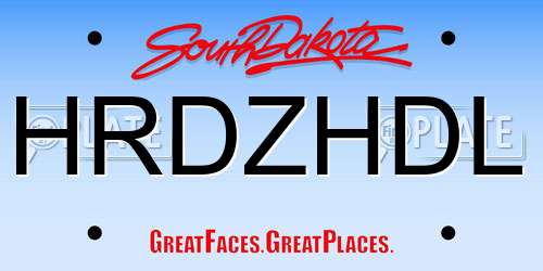 HRDZHDL South Dakota License Plate