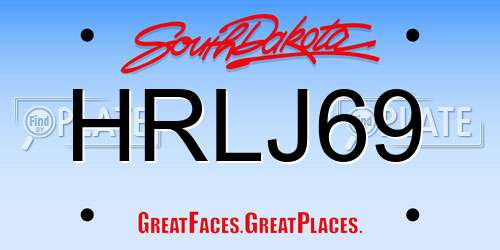 HRLJ69 South Dakota License Plate