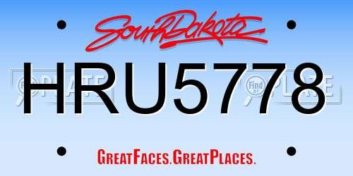 HRU5778 South Dakota License Plate