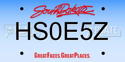 HS0E5Z South Dakota License Plate