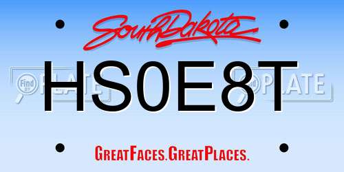HS0E8T South Dakota License Plate