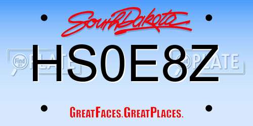 HS0E8Z South Dakota License Plate