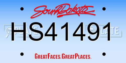 HS41491 South Dakota License Plate