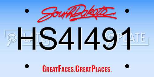 HS4I491 South Dakota License Plate