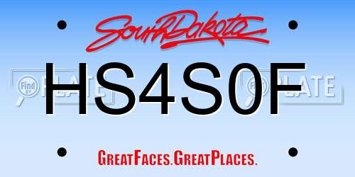 HS4S0F South Dakota License Plate