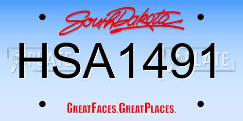 HSA1491 South Dakota License Plate