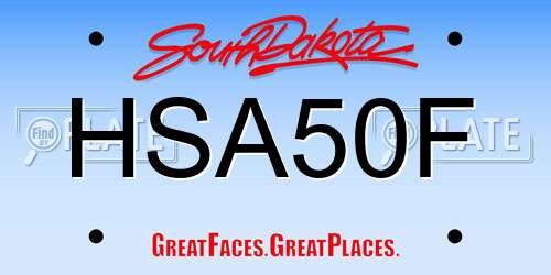HSA50F South Dakota License Plate