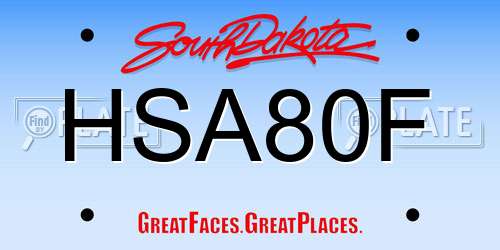 HSA80F South Dakota License Plate