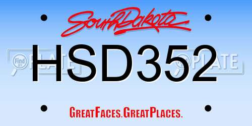 HSD352 South Dakota License Plate