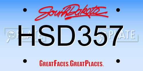 HSD357 South Dakota License Plate