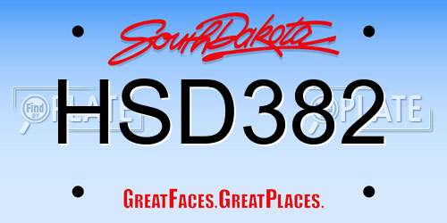 HSD382 South Dakota License Plate