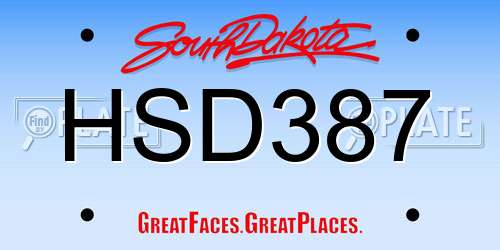 HSD387 South Dakota License Plate