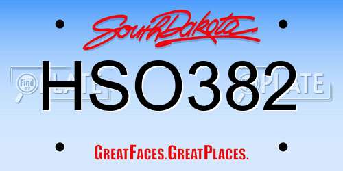 HSO382 South Dakota License Plate