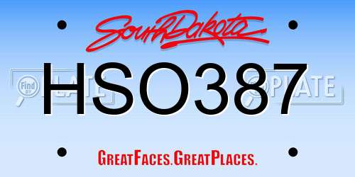 HSO387 South Dakota License Plate
