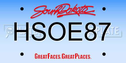HSOE87 South Dakota License Plate