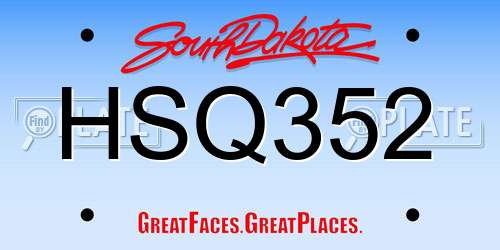 HSQ352 South Dakota License Plate