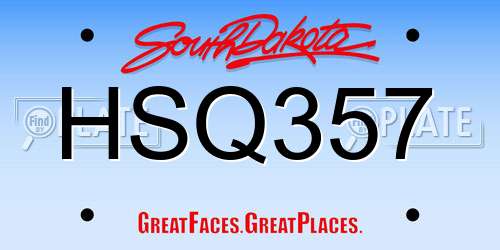 HSQ357 South Dakota License Plate