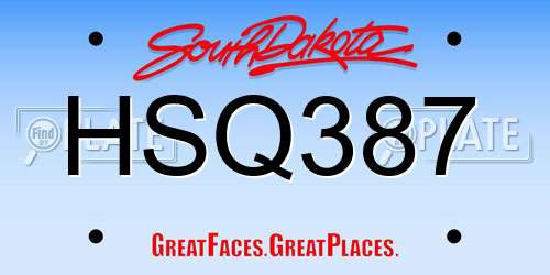 HSQ387 South Dakota License Plate