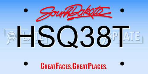 HSQ38T South Dakota License Plate