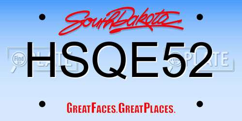 HSQE52 South Dakota License Plate