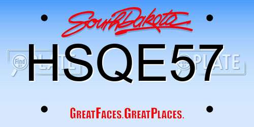 HSQE57 South Dakota License Plate