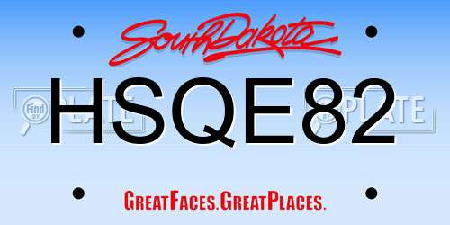 HSQE82 South Dakota License Plate