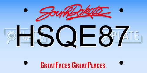 HSQE87 South Dakota License Plate