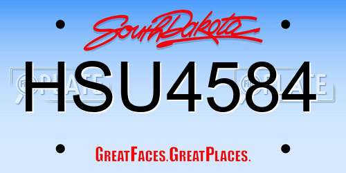 HSU4584 South Dakota License Plate