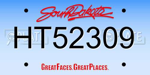 HT52309 South Dakota License Plate