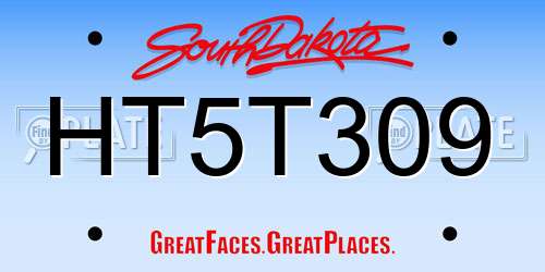 HT5T309 South Dakota License Plate