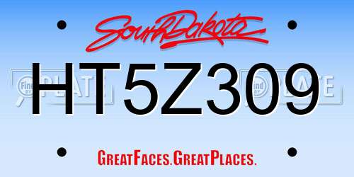 HT5Z309 South Dakota License Plate