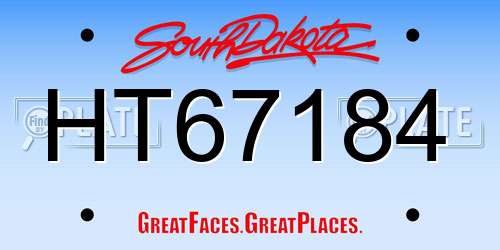 HT67184 South Dakota License Plate