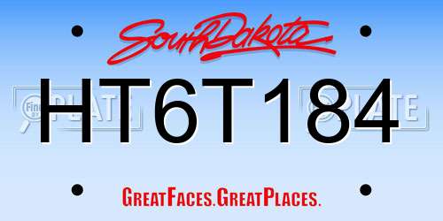 HT6T184 South Dakota License Plate