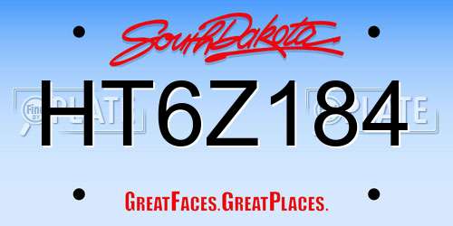 HT6Z184 South Dakota License Plate