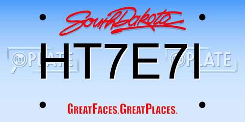 HT7E7I South Dakota License Plate