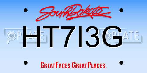 HT7I3G South Dakota License Plate