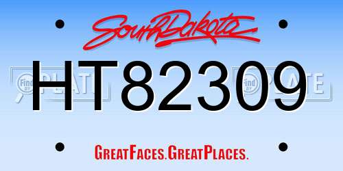 HT82309 South Dakota License Plate