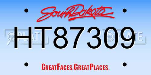 HT87309 South Dakota License Plate