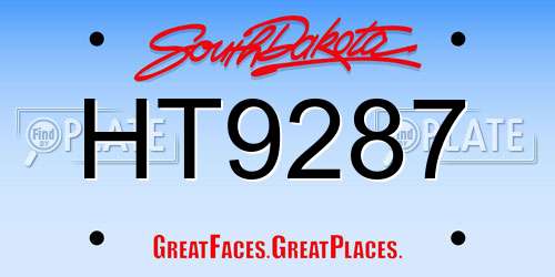HT9287 South Dakota License Plate