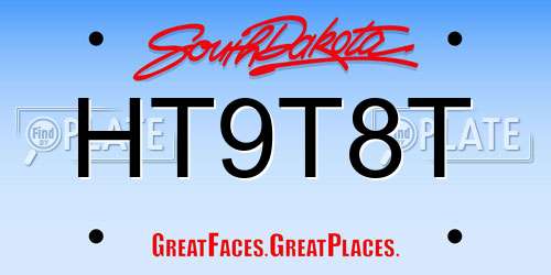 HT9T8T South Dakota License Plate