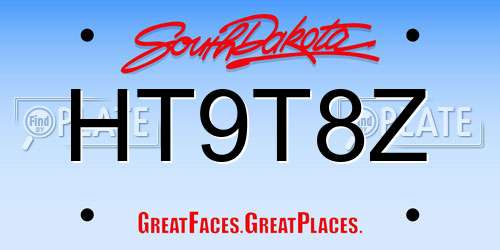 HT9T8Z South Dakota License Plate