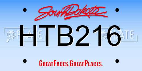 HTB216 South Dakota License Plate