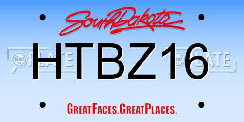 HTBZ16 South Dakota License Plate