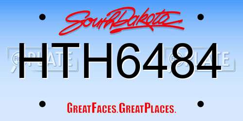 HTH6484 South Dakota License Plate