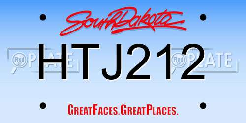 HTJ212 South Dakota License Plate