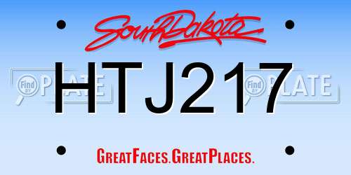 HTJ217 South Dakota License Plate